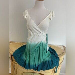 Z&L Europe Wrap Green and Blue Ombré Dress.